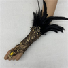 European And American Cross-border Halloween Feather Bracelet, Gothic-style Feather Gloves, Hollowed-out Golden Lace Arm Covers