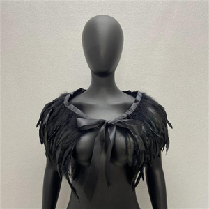 Amazon Gothic Feather Shawl, Rooster Feather Scarf, Rooster Feather False Collar, Feather Cloak, Accessories And Ornaments
