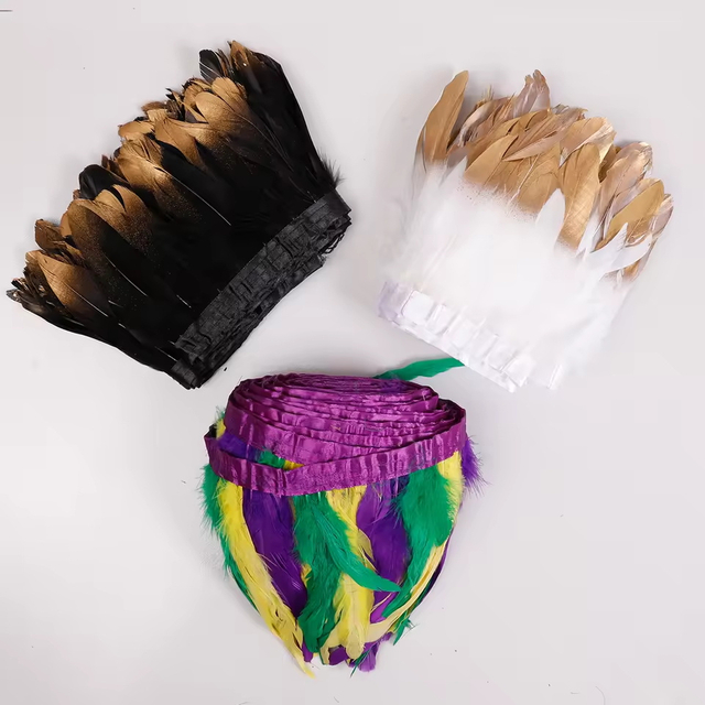 Colorful Rooster Feather Fringe Fabric Jewelry Crafts Plumes Feather Trim for Crafts DIY Costumes Sewing