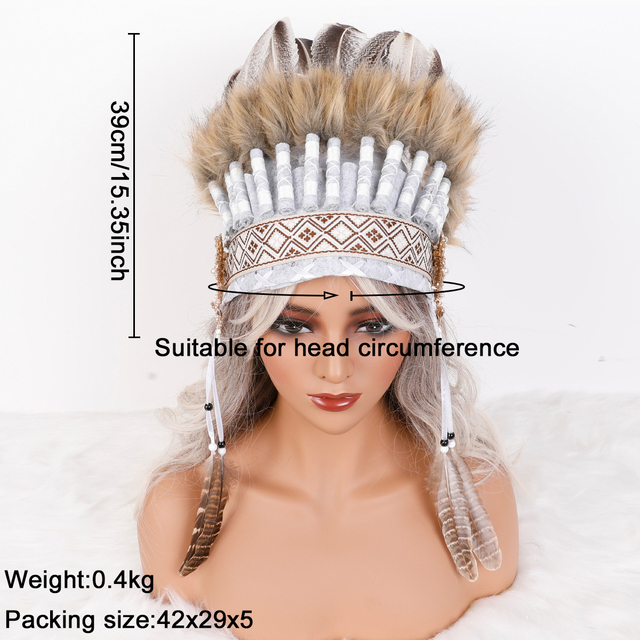 Indian chieftain ethnic head decorations head decoration with feathers boho hair decoration