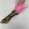 European And American Cross-border Halloween Feather Bracelet, Gothic-style Feather Gloves, Hollowed-out Golden Lace Arm Covers