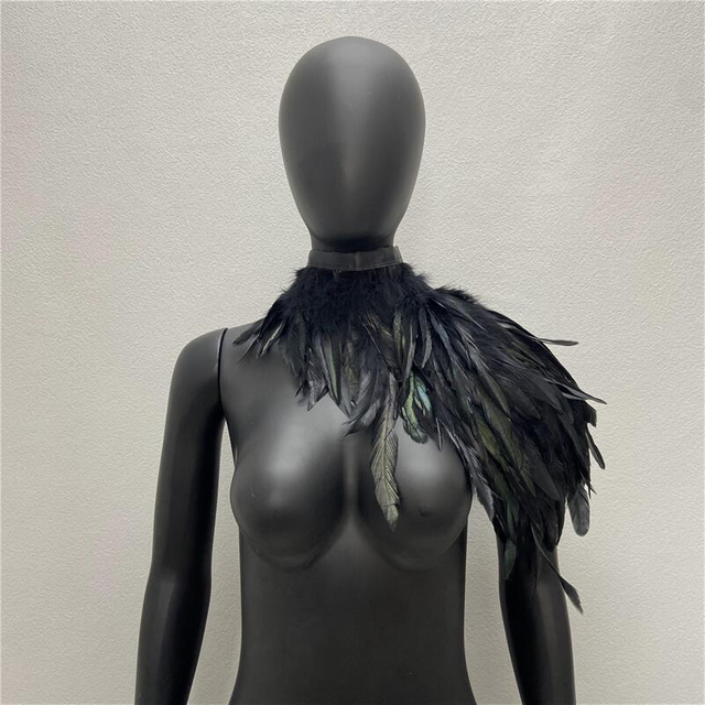 Amazon 10-color Gothic-style Feather Shawl Stage Fashion Show Costume Ball Halloween Costume Accessories Cross-border