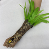 European And American Cross-border Halloween Feather Bracelet, Gothic-style Feather Gloves, Hollowed-out Golden Lace Arm Covers