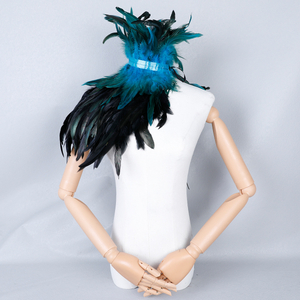 Amazon 11-color Gothic-style feather one-shoulder shawl stage fashion show costume ball Halloween costume accessory