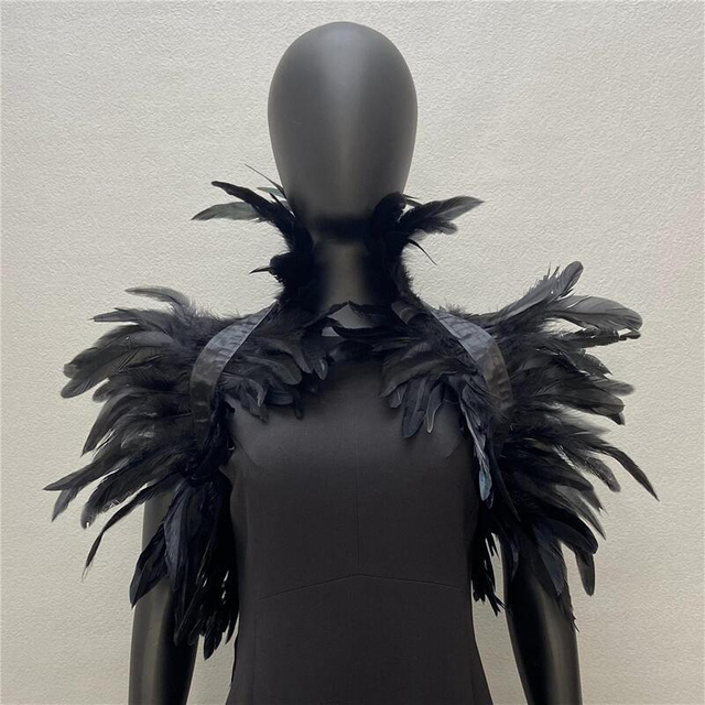 Cross-border feather shawl cape performance ball feather vest False collar scarf Amazon feather cape